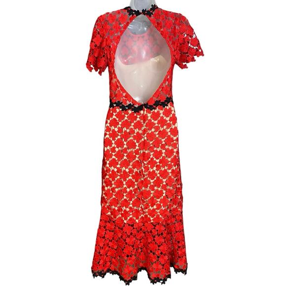 Jill Stuart Cherry Lace Midi Dress women's 8 - Picture 3 of 6